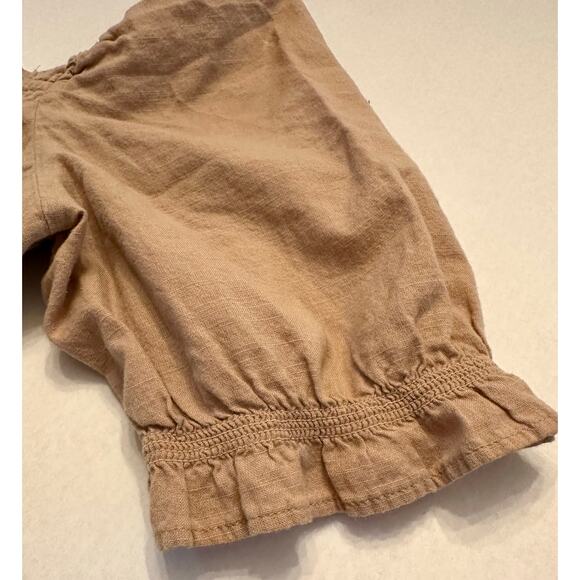 Abercrombie & Fitch Size XL Brown Puff Sleeve Smocked Crop Top Boho Y2K Women's - Picture 8 of 9